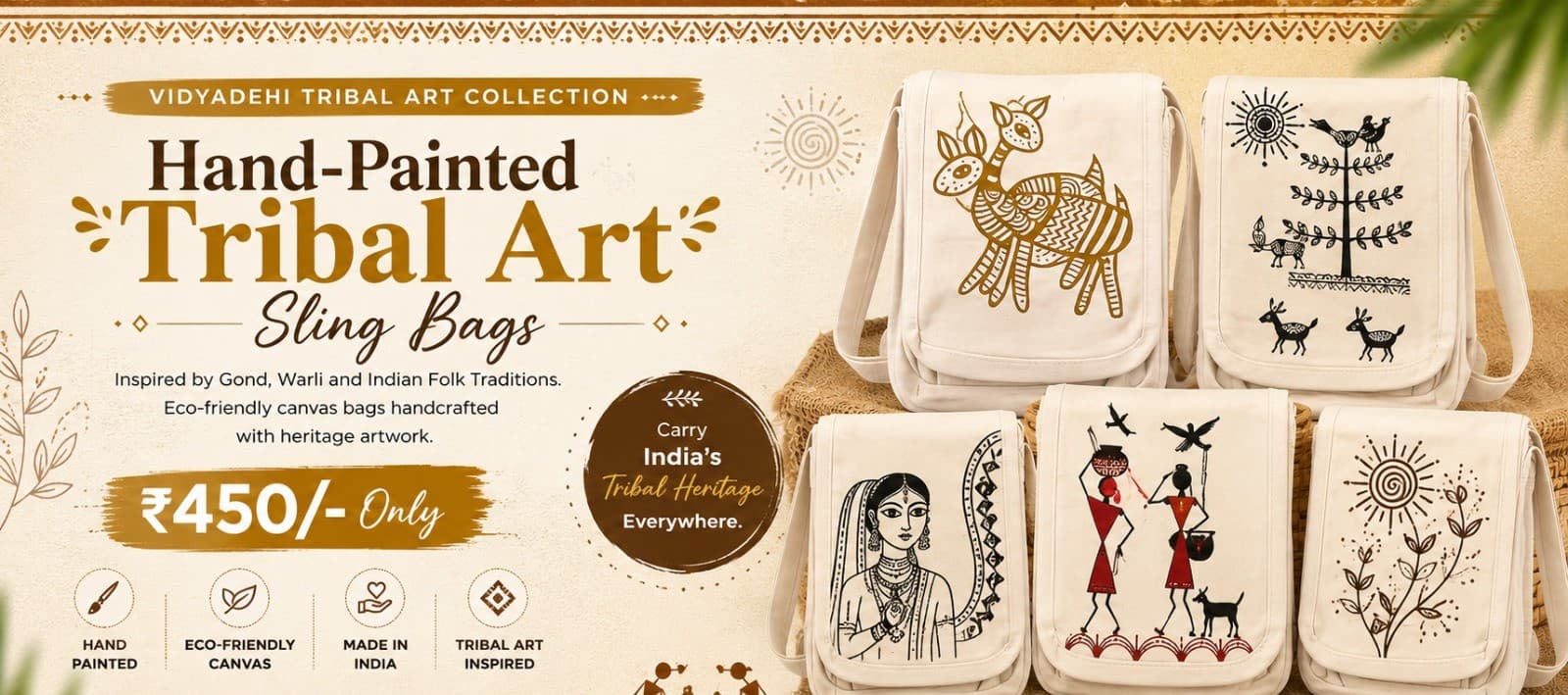 Tribal art sling bag poster